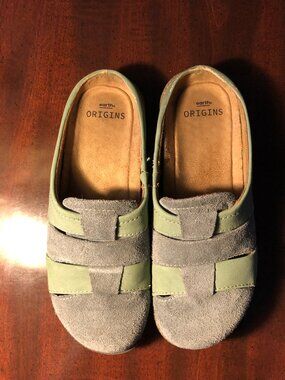 Earth Origins Ellery Clogs Mules Shoes Slip On Comfy Suede Blue Green 6M